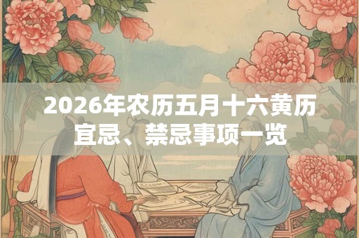 2026年农历五月十六黄历宜忌、禁忌事项一览
