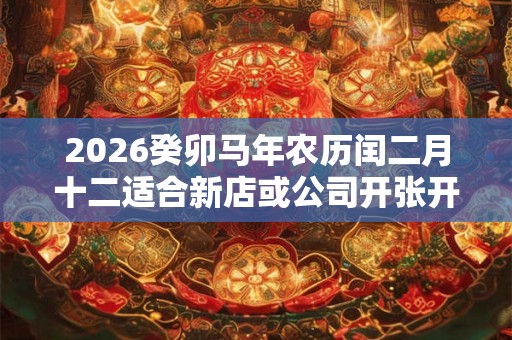 2026癸卯马年农历闰二月十二适合新店或公司开张开业吗？