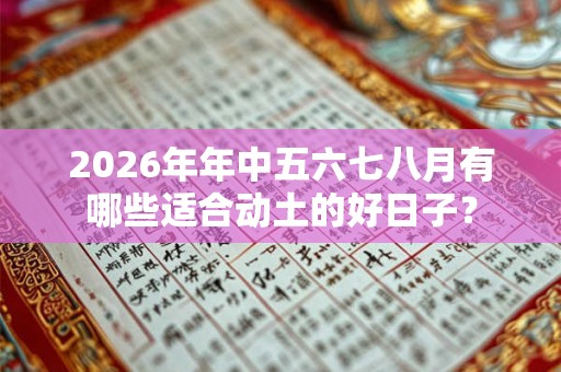 2026年年中五六七八月有哪些适合动土的好日子？