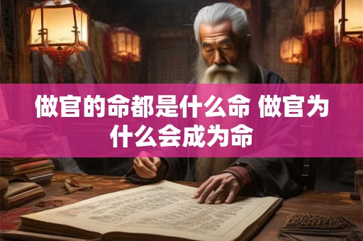 做官的命都是什么命 做官为什么会成为命 做官的命都是什么命 做官为什么会成为命