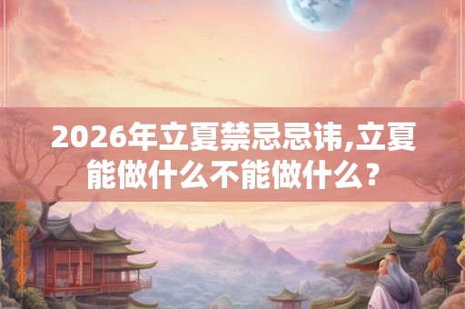 2026年立夏禁忌忌讳,立夏能做什么不能做什么？
