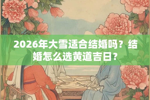 2026年大雪适合结婚吗？结婚怎么选黄道吉日？