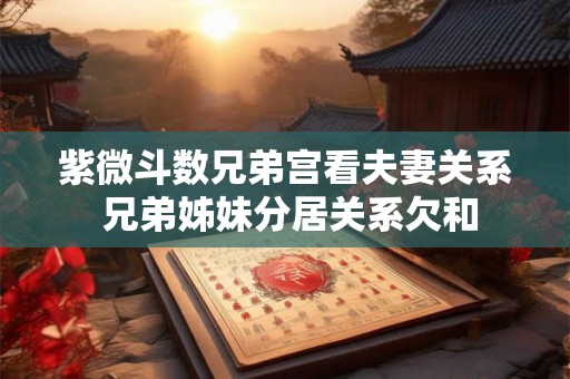 紫微斗数兄弟宫看夫妻关系 兄弟姊妹分居关系欠和