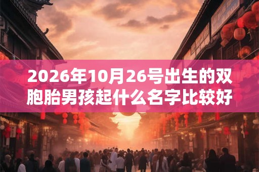 2026年10月26号出生的双胞胎男孩起什么名字比较好，五行属什么