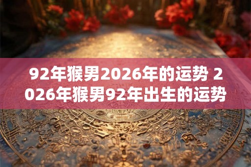 92年猴男2026年的运势 2026年猴男92年出生的运势如何