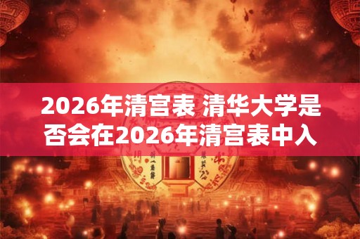 2026年清宫表 清华大学是否会在2026年清宫表中入选