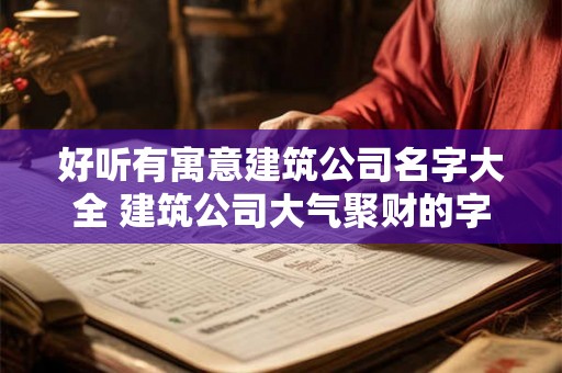 好听有寓意建筑公司名字大全 建筑公司大气聚财的字