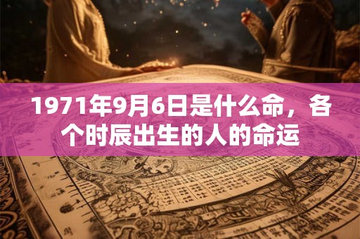 1971年9月6日是什么命，各个时辰出生的人的命运