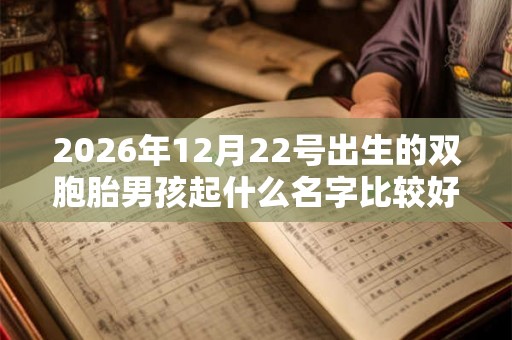 2026年12月22号出生的双胞胎男孩起什么名字比较好，五行属什么