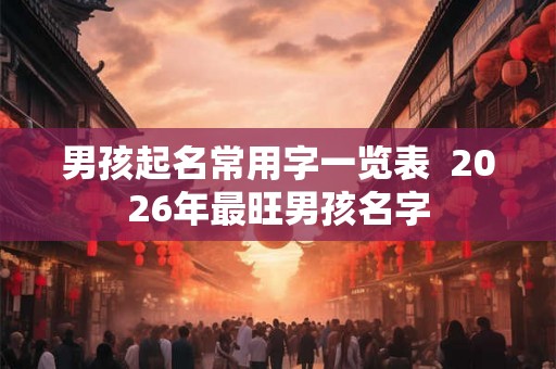 男孩起名常用字一览表  2026年最旺男孩名字