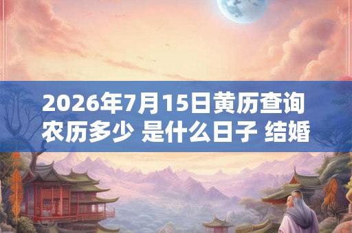 2026年7月15日黄历查询 农历多少 是什么日子 结婚吉时