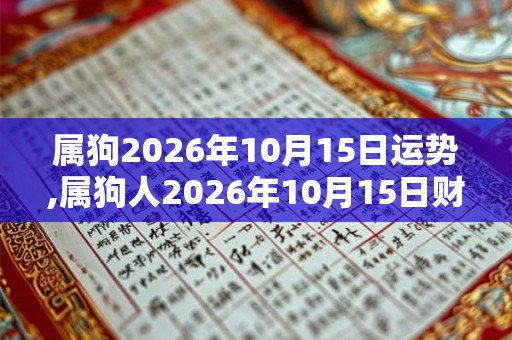 属狗2026年10月15日运势,属狗人2026年10月15日财运,生肖狗2026年10月15日运势