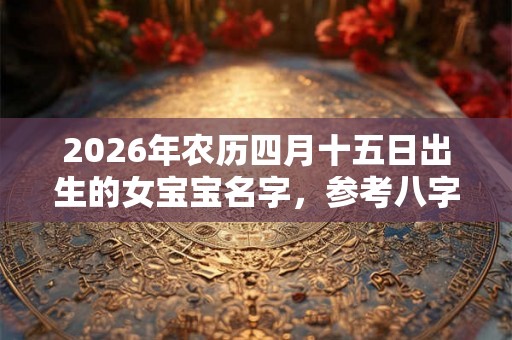 2026年农历四月十五日出生的女宝宝名字，参考八字五行取名