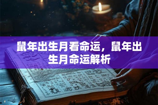 鼠年出生月看命运，鼠年出生月命运解析