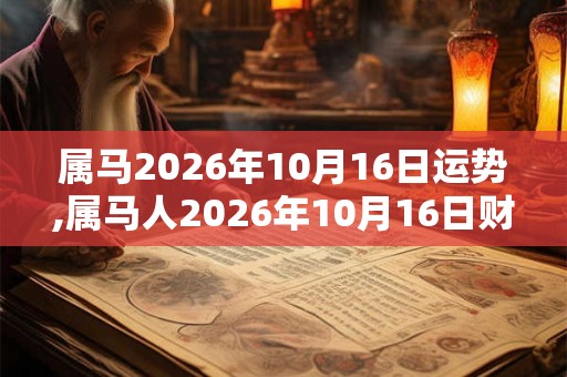 属马2026年10月16日运势,属马人2026年10月16日财运,生肖马2026年10月16日运势