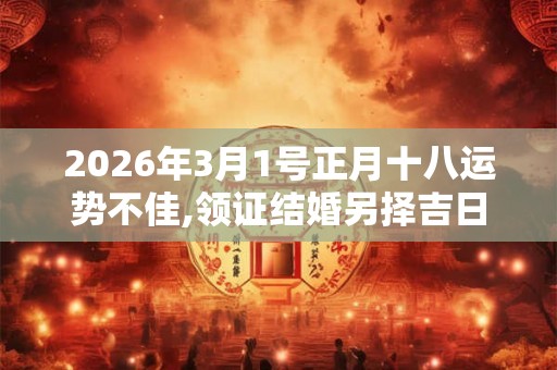 2026年3月1号正月十八运势不佳,领证结婚另择吉日 2026年3月1号正月十八运势不佳,领证结婚另择吉日