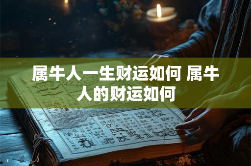 属牛人一生财运如何 属牛人的财运如何