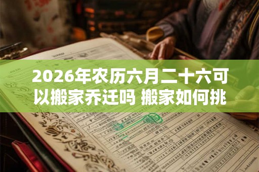 2026年农历六月二十六可以搬家乔迁吗 搬家如何挑选吉日