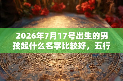 2026年7月17号出生的男孩起什么名字比较好，五行属什么