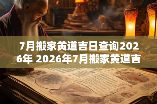 7月搬家黄道吉日查询2026年 2026年7月搬家黄道吉日是哪天