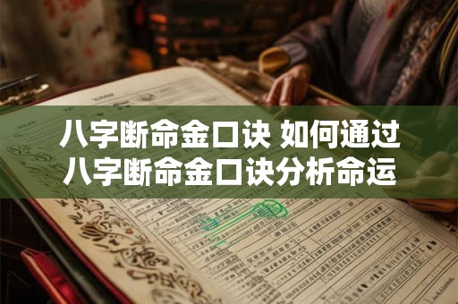 八字断命金口诀 如何通过八字断命金口诀分析命运