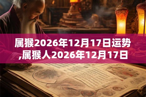 属猴2026年12月17日运势,属猴人2026年12月17日财运,生肖猴2026年12月17日运势