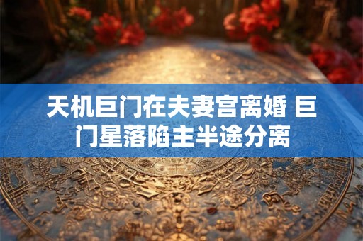 天机巨门在夫妻宫离婚 巨门星落陷主半途分离 天机巨门在夫妻宫离婚 巨门星落陷主半途分离