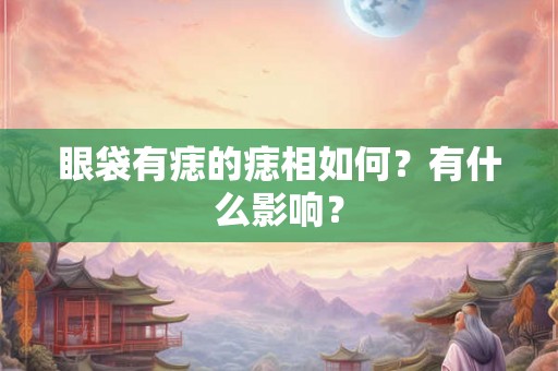 眼袋有痣的痣相如何？有什么影响？