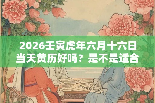 2026壬寅虎年六月十六日当天黄历好吗？是不是适合出行的日子？