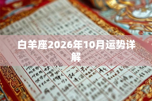 白羊座2026年10月运势详解
