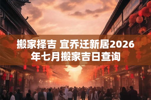 搬家择吉 宜乔迁新居2026年七月搬家吉日查询