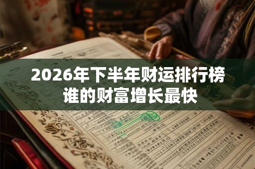 2026年下半年财运排行榜 谁的财富增长最快