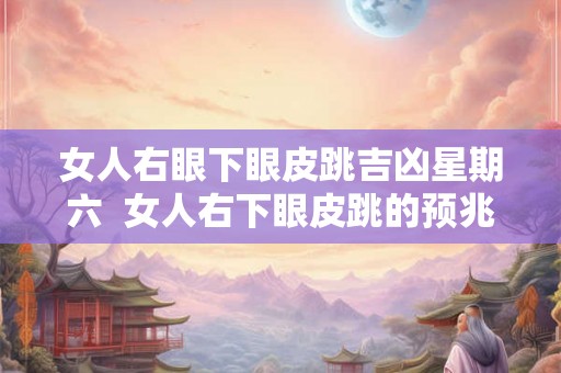 女人右眼下眼皮跳吉凶星期六  女人右下眼皮跳的预兆星期日