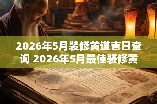 2026年5月装修黄道吉日查询 2026年5月最佳装修黄道吉日是什么 2026年5月装修黄道吉日查询 2026年5月最佳装修黄道吉日是什么
