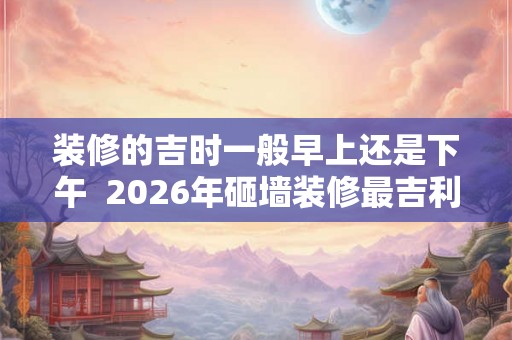 装修的吉时一般早上还是下午  2026年砸墙装修最吉利的日子