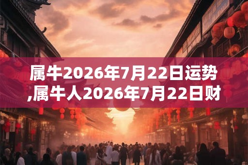 属牛2026年7月22日运势,属牛人2026年7月22日财运,生肖牛2026年7月22日运势