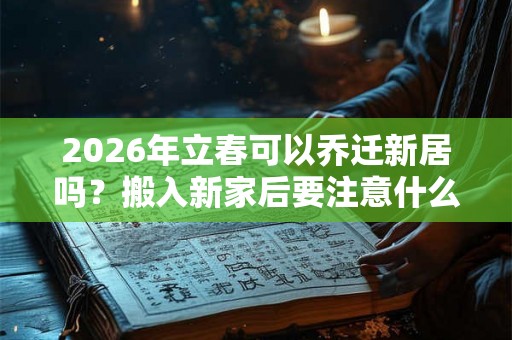 2026年立春可以乔迁新居吗？搬入新家后要注意什么？