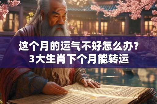 这个月的运气不好怎么办？3大生肖下个月能转运
