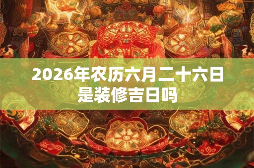 2026年农历六月二十六日是装修吉日吗