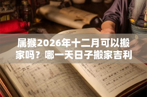 属猴2026年十二月可以搬家吗？哪一天日子搬家吉利？