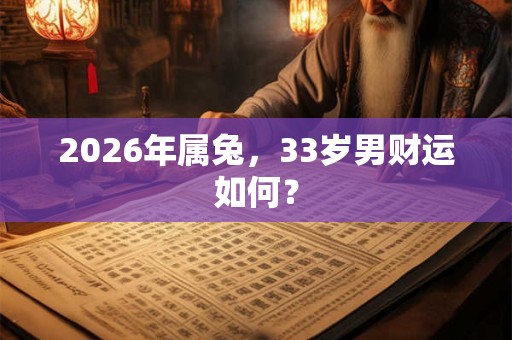 2026年属兔，33岁男财运如何？