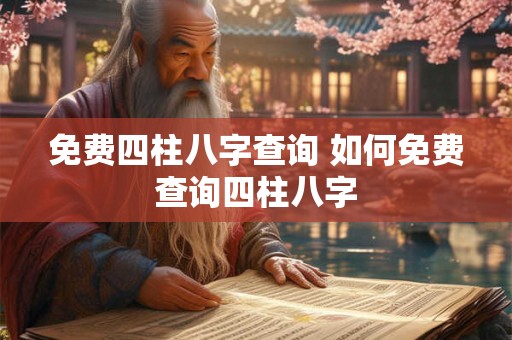 免费四柱八字查询 如何免费查询四柱八字