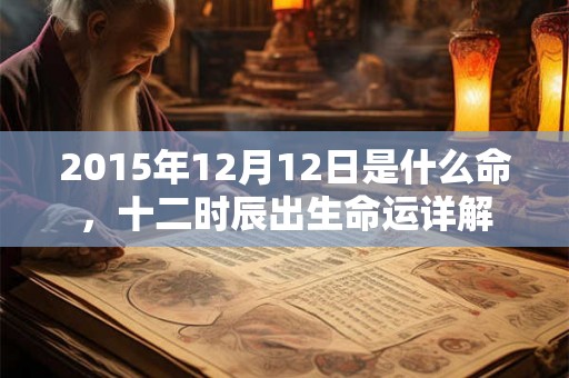 2015年12月12日是什么命，十二时辰出生命运详解