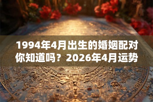 1994年4月出生的婚姻配对你知道吗？2026年4月运势如何？