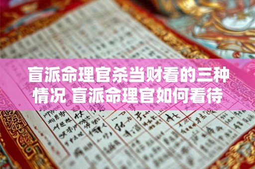 盲派命理官杀当财看的三种情况 盲派命理官如何看待被杀的当财