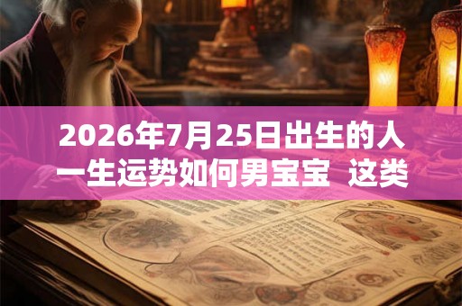 2026年7月25日出生的人一生运势如何男宝宝  这类人的命程详解