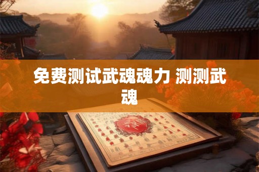 免费测试武魂魂力 测测武魂