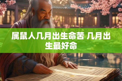 属鼠人几月出生命苦 几月出生最好命