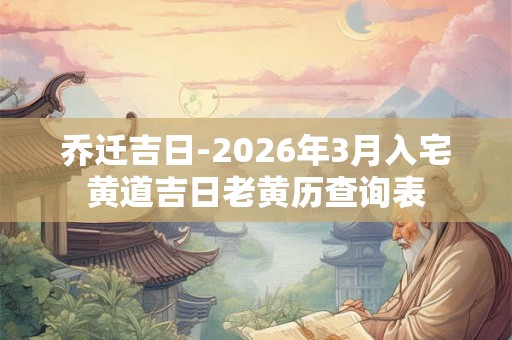 乔迁吉日-2026年3月入宅黄道吉日老黄历查询表