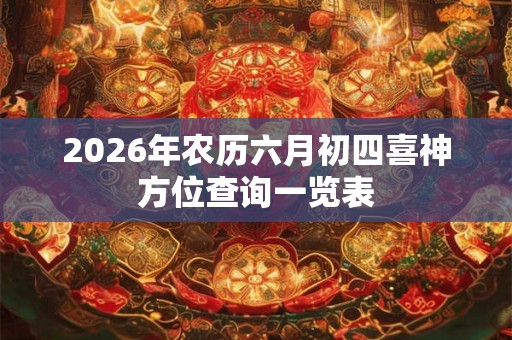 2026年农历六月初四喜神方位查询一览表